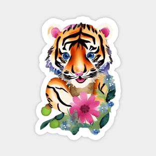 Cute Watercolor Baby Tiger Magnet