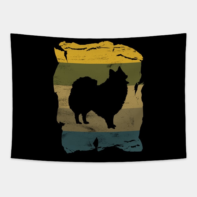 Japanese Spitz Distressed Vintage Retro Silhouette Tapestry by DoggyStyles