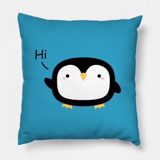 Cute Little Penguin Says Hi Pillow