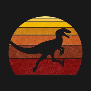 Utahraptor or Velociraptor Synthwave Sunset Sunrise Dinosaur T-Shirt