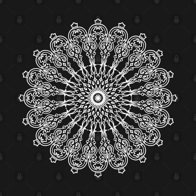 Vintage Contour Ornaments Mandala white by EDDArt