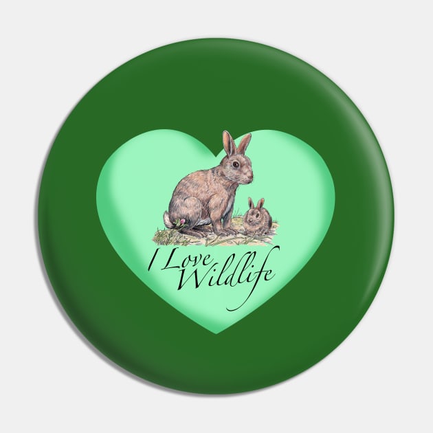 I Love Rabbits Pin by davidroland