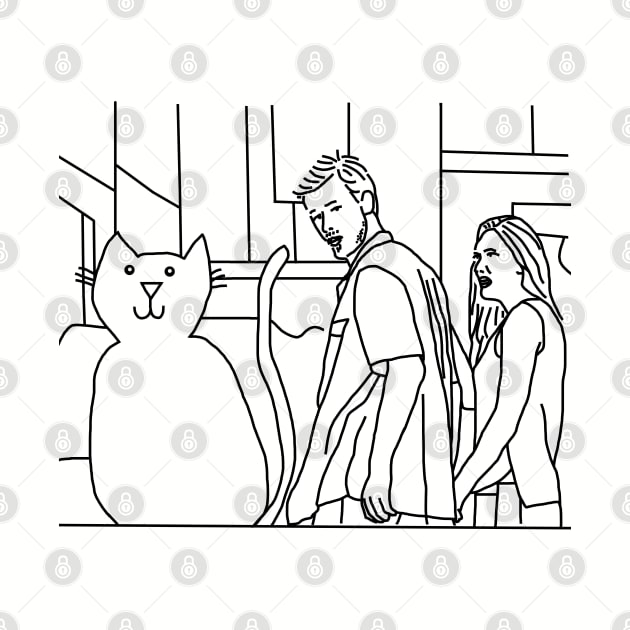 Distracted Boyfriend Yellow Cat Outline by ellenhenryart