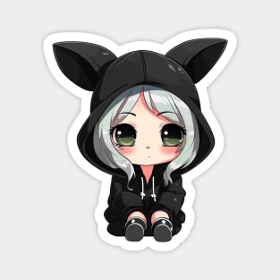 Kawaii Black Rabbit Girl Magnet