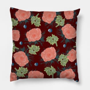 pink poppy Pillow