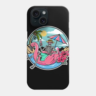 Summer Skeleton Floating in a Pool Phone Case