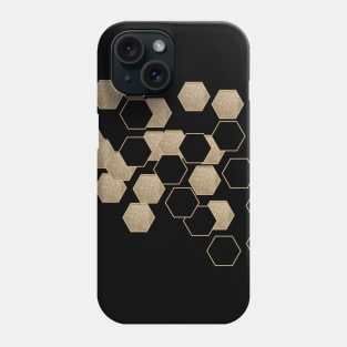 Mid Century Modern minimalist Black gold geometric pattern Phone Case