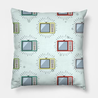 Colorful Old Television Pattern Pillow