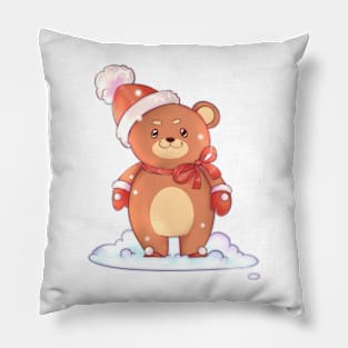 Bear on snowy day Pillow