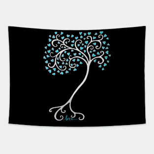 White Love Heart Tree Tapestry