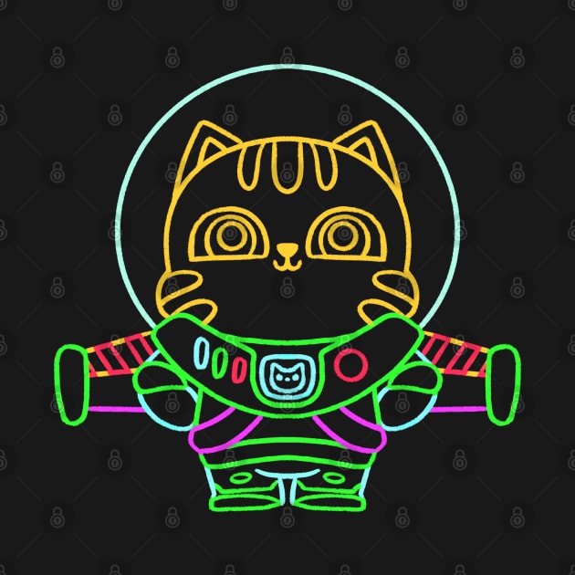 Space Ranger Astronaut Kitty Cat (Neon) by Sardoodles