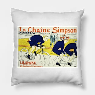 La Chaine Simpson Cycles Henri Toulouse Lautrec Vintage French Advertising Pillow