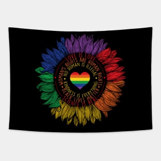 Pride LGBT T-Shirt Science Is Real Love Is Love Sunflower Rainbow Gift Tapestry