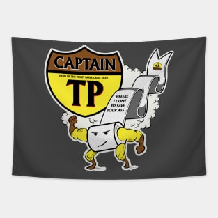 Captain TP Superhero t-shirt design Rebelty Tapestry