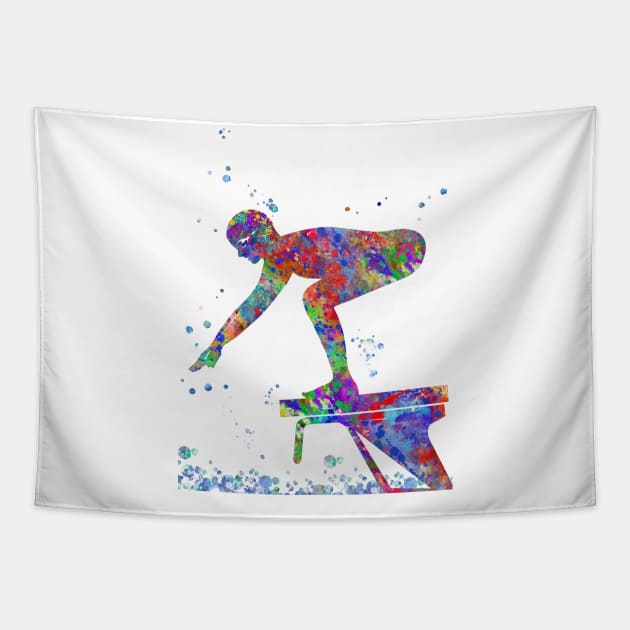 Swimmer Tapestry by RosaliArt