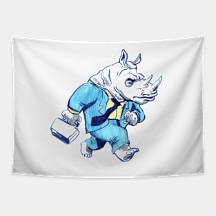 Rhino Business Man Tapestry