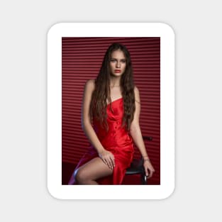 Glamour of a lady in red dress Magnet