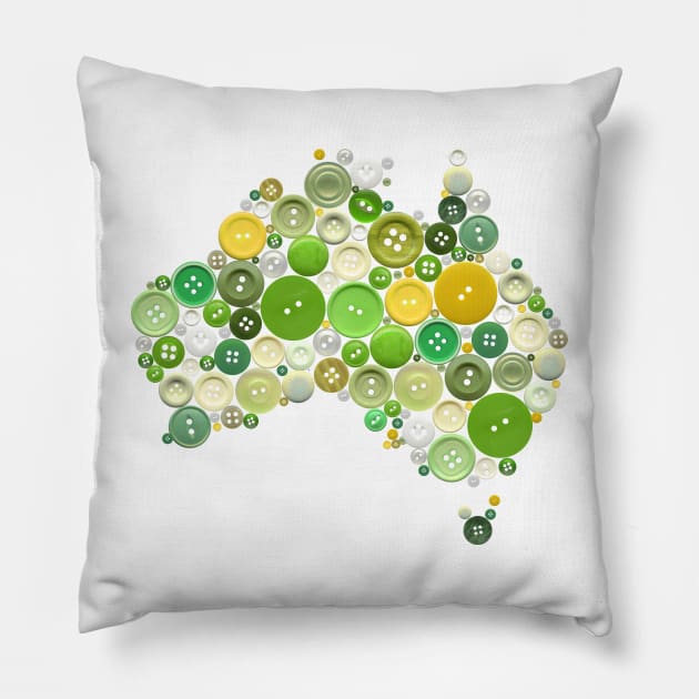 aussie buttons green and gold Pillow by creativemonsoon