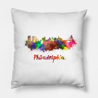 Philadelphia skyline in watercolor Pillow