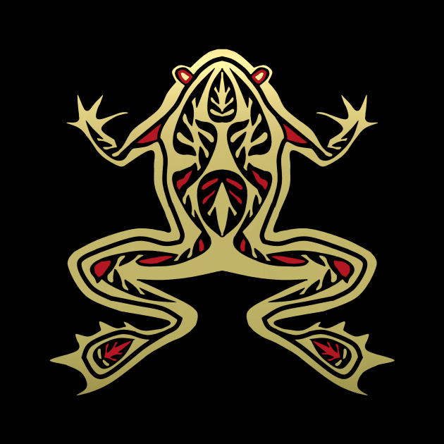 Frog in Gold and Black Totem Design by PatricianneK