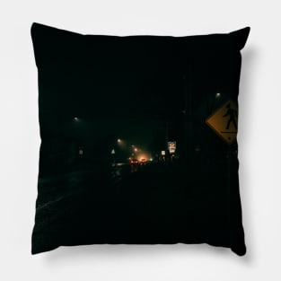 Rainy Evening on Streets of Tracadie, New Brunswick Canada Pillow