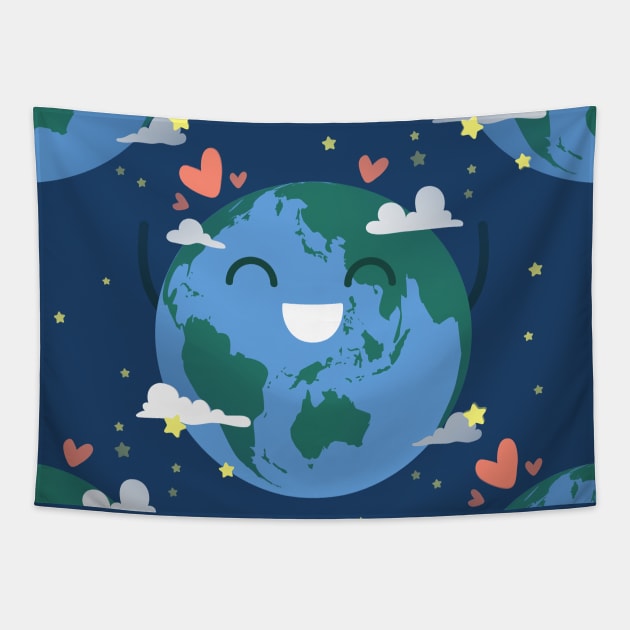 cute Earth Day Tapestry by gossiprag