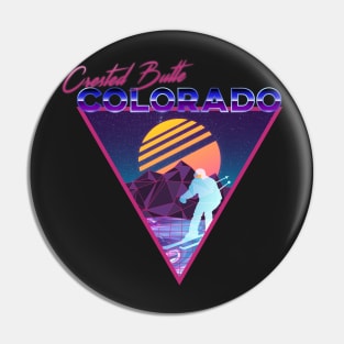 Retro Vaporwave Ski Mountain | Crested Butte Colorado | Shirts, Stickers, and More! Pin