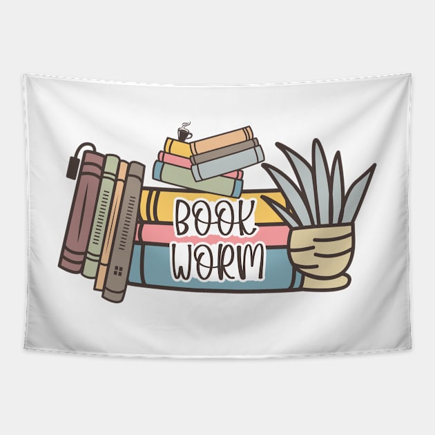 Book Worm World Book Day for Book Lovers Library Reading Tapestry by Meteor77