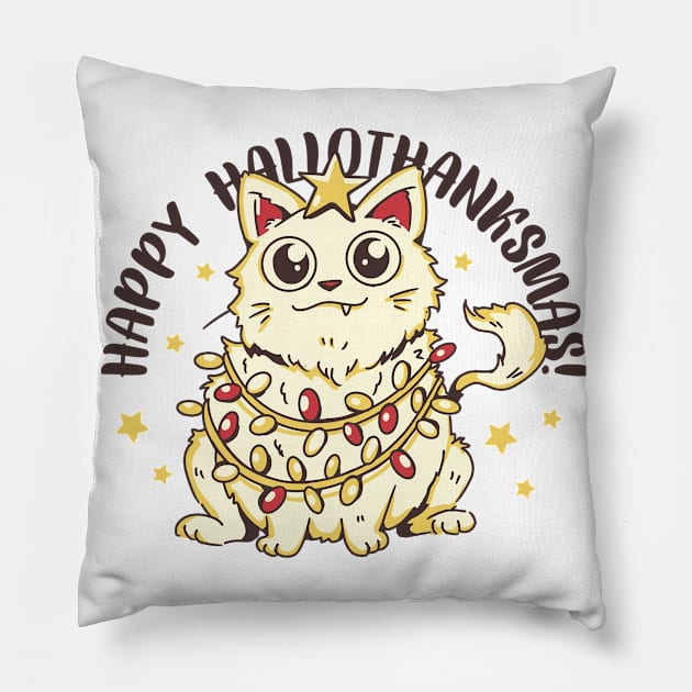 Purr-fect Holiday Cheer Pillow by Life2LiveDesign