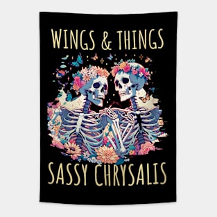 Wings & Things Sassy Chrysalis Butterfly And Skeleton Tapestry