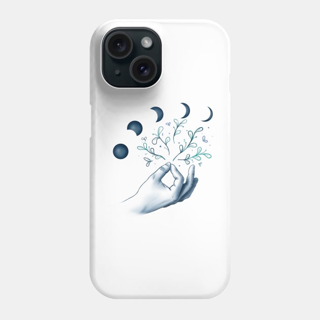 Chin Mudra & Moon Cycle Phone Case by AudreyJanvier