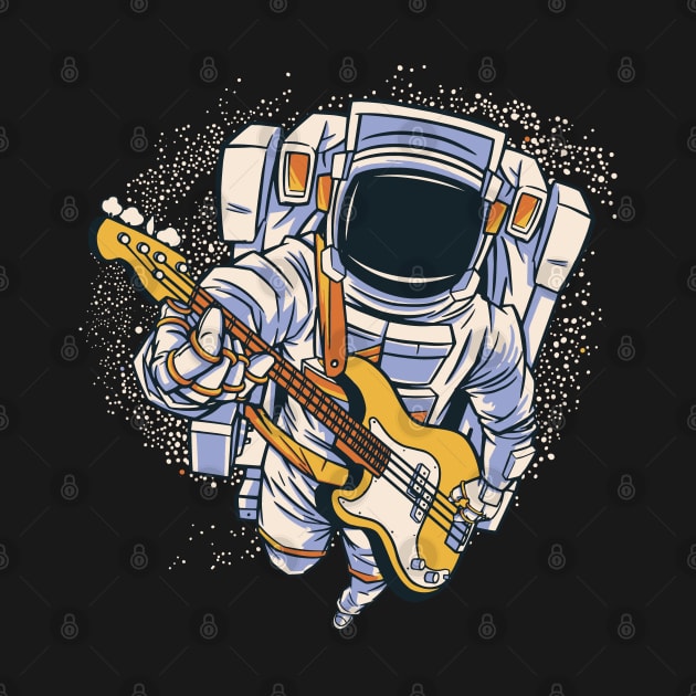 Spaceman in Space among the Stars and Planets with Guitar by Graphic Duster