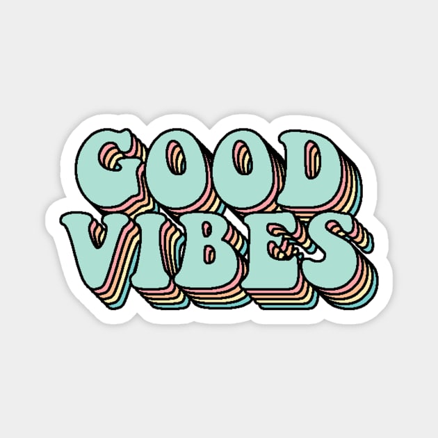 Blue Rainbow Good Vibes Text Magnet by Lauren Cude