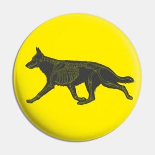 Halloween Design - Dog Skeleton Yellow Pin