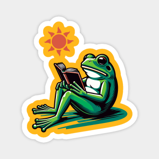 A chilled frog reading a book Magnet