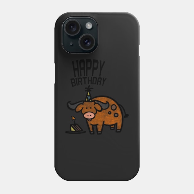 Bull Birthday Phone Case by trippyart