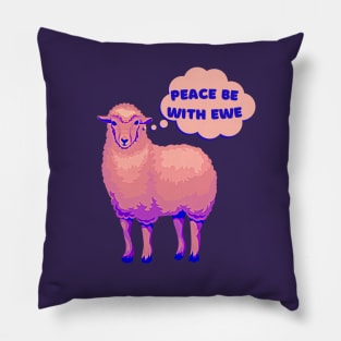 peace be with you, funny pink sheep pun Pillow