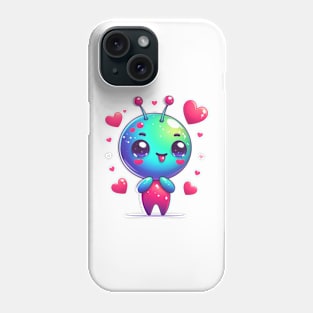 Very cute alien with hearts Phone Case
