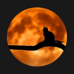 orange moon with cat T-Shirt