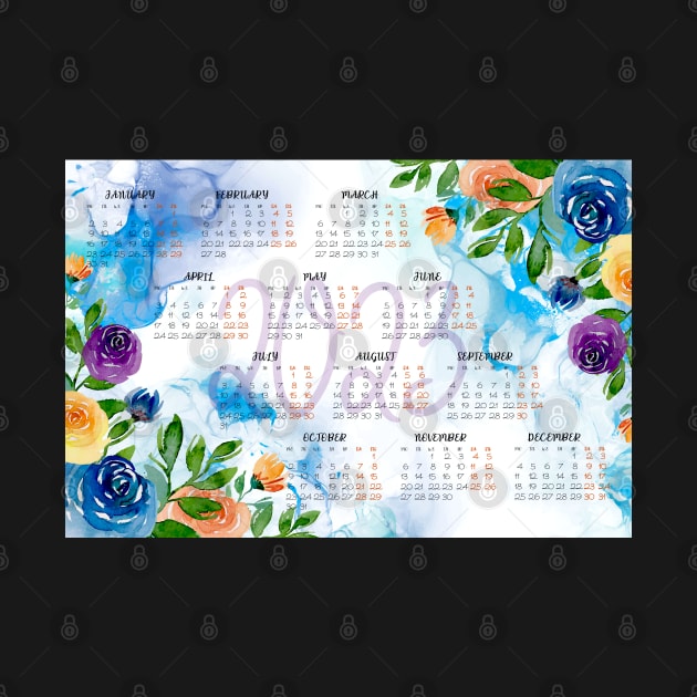 Calendar 2023, watercolor floral background by KINKDesign