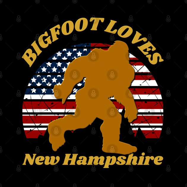 Bigfoot loves America and New Hampshire too by Scovel Design Shop