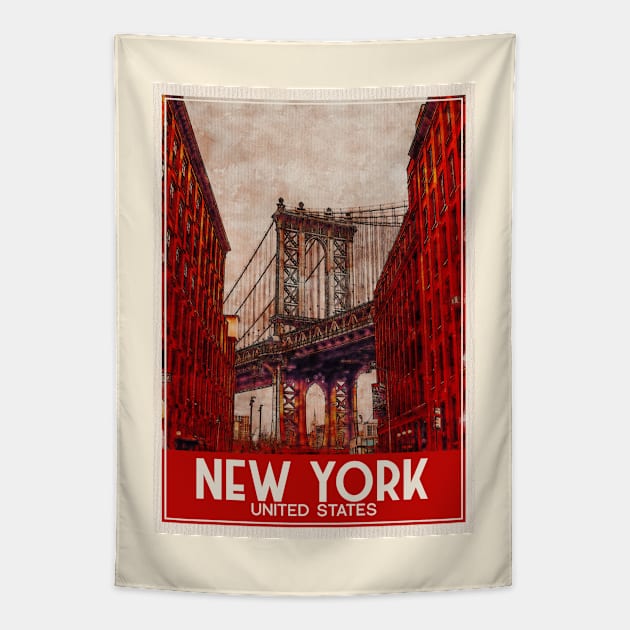 New York City USA Travel Art Tapestry by faagrafica