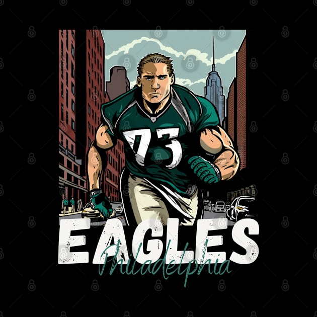 Philadelphia eagles football player graphic design cartoon style beautiful artwork by Nasromaystro