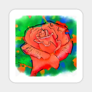 Abstract Red Rose Bloom Magnet