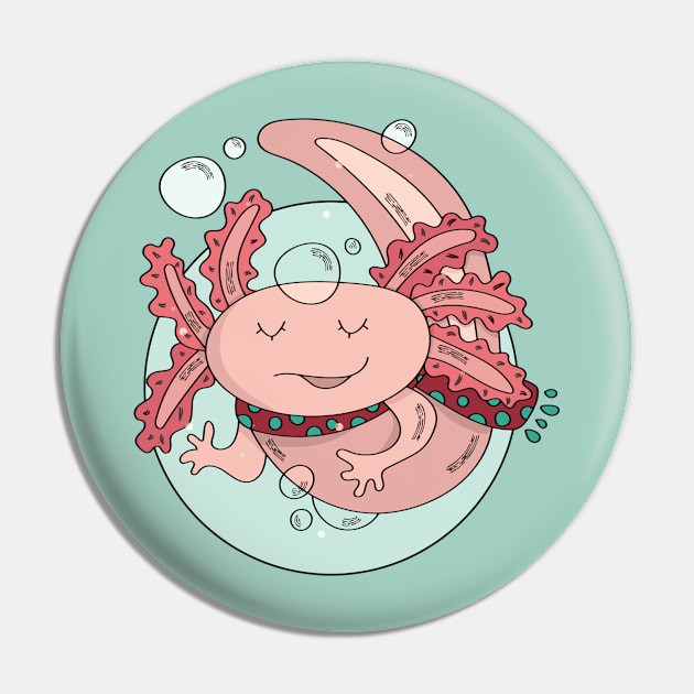 Cute Christmas Axolotl Illustration // Festive Animal Cartoon Pin by SLAG_Creative