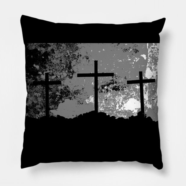 Three Crosses of Calvary Pillow by Mickangelhere1