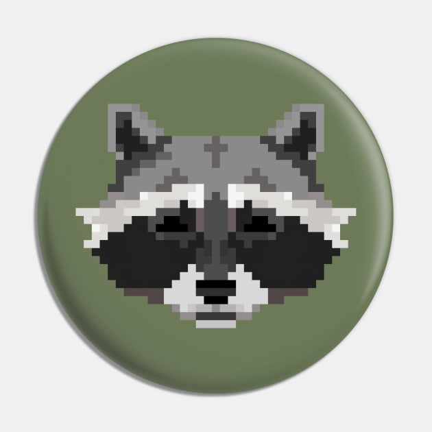 Pixel Raccoon Pin by cowboyknees