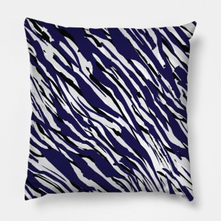Zebra Print-Retro Modern- Abstract Pattern Square in Black ,White and Blue Pillow
