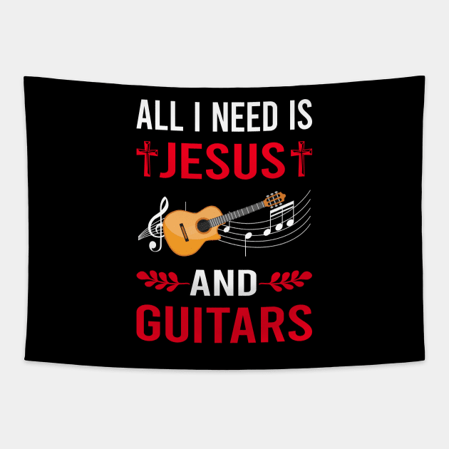 I Need Jesus And Guitar Guitarist Tapestry by Good Day