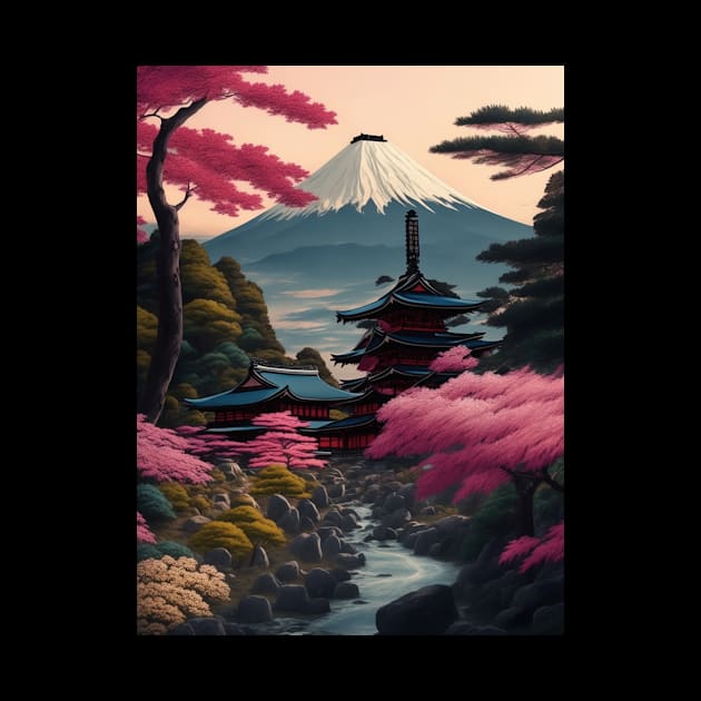 Serene Mount Fuji Sunset - Peaceful River Scenery by star trek fanart and more